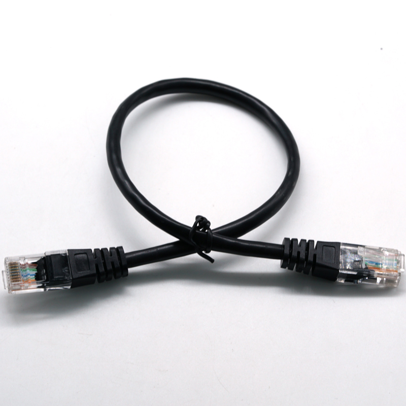 RJ45 8PIN Transparent Head 24 / 26AWG Black Ethernet Network Cable LAN Cable Electrical Wire Harness